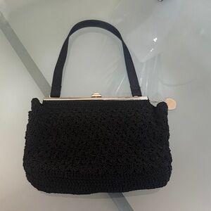 Kathy Ireland Crochet Handbag Black Mini Handbag Boho Summer Bag